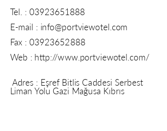 Port View Hotel iletiim bilgileri